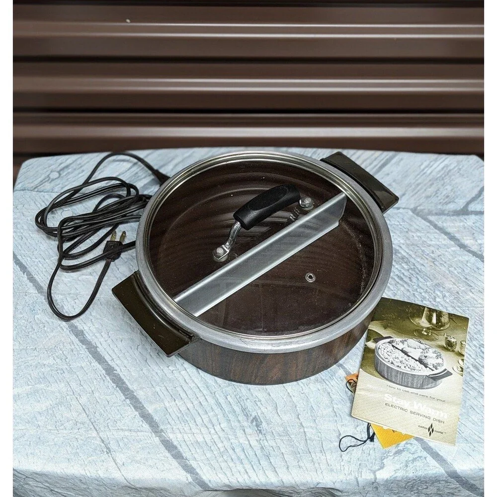 Vintage MCM Brown Woodgrain Electric Serving Dish‎ Warmer